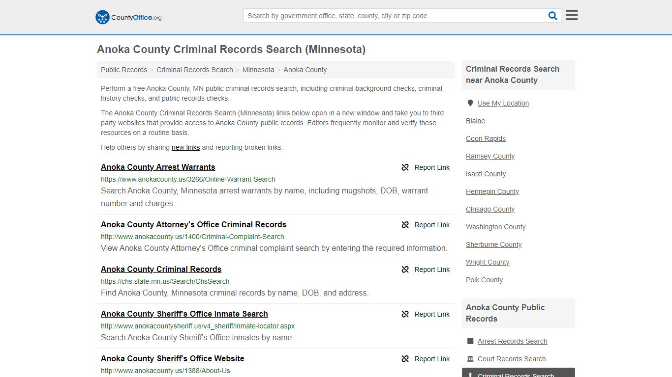 Criminal Records Search - Anoka County, MN (Arrests, Jails ...