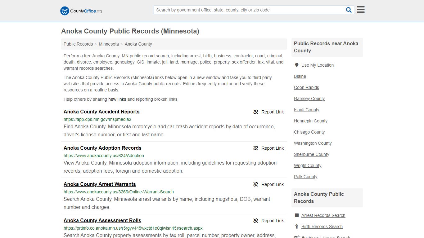 Public Records - Anoka County, MN (Business, Criminal, GIS ...